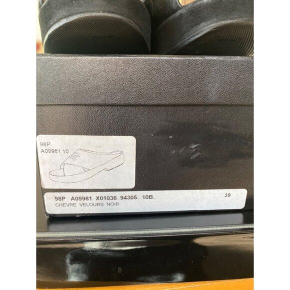 Chanel Women's Black Suede & Leather Slip-On Sandals-LT3005 - Picture 9 of 9